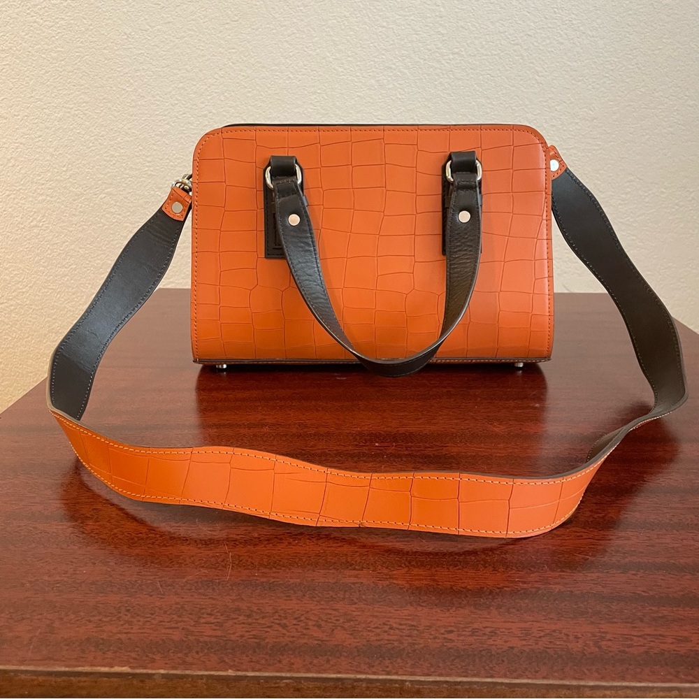 Danilo’s Fine Leather Handcrafted Orange Pattern Women’s Crossbody Bag Purse
